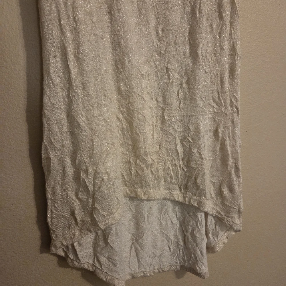 FREE PEOPLE Golden Metallic Sparkle Hi Lo Crinkle Textured Tank Top Women's XS - Picture 3 of 11